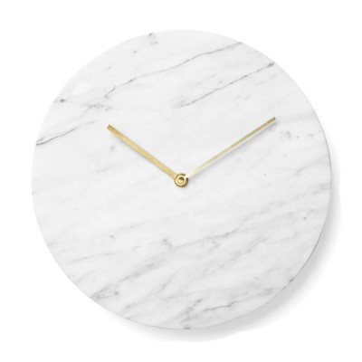 Custom living room wall hanging white marble clocks for sale